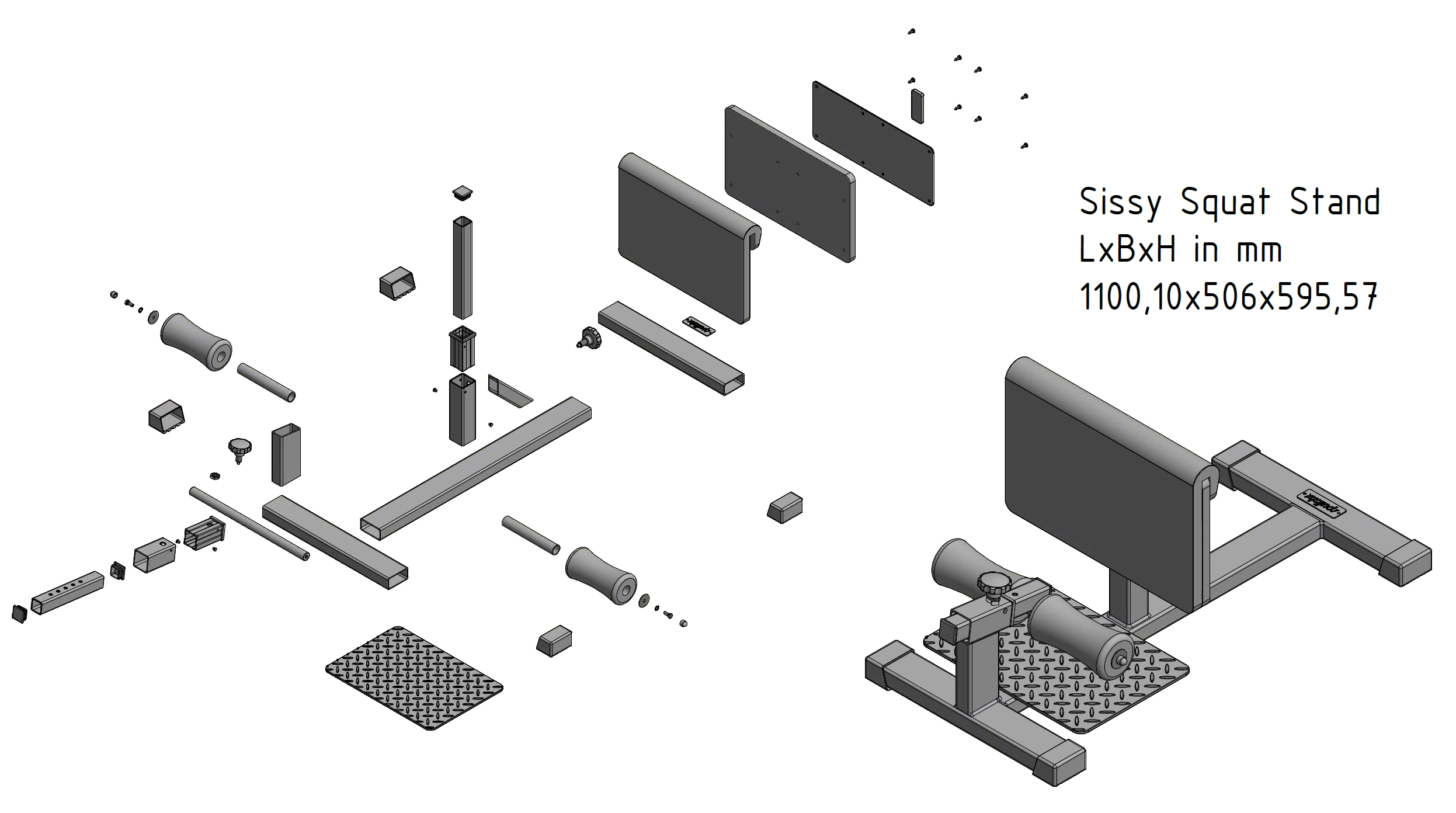 sprengzeichnung sissy squat