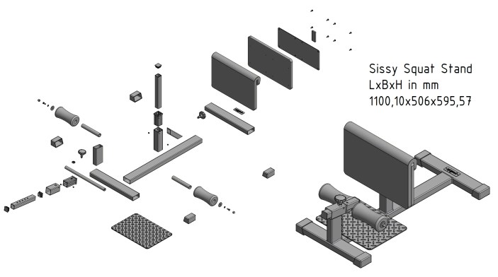 sprengzeichnung sissy squat